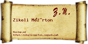 Zikeli Márton névjegykártya